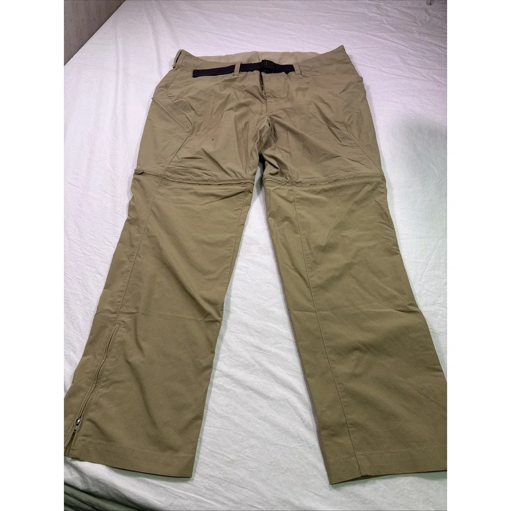 The North Face Convertible Hiking Pants Mens 40 Tan Khaki Zip Off Cargo Belted